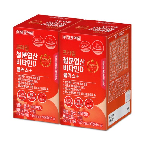 일양약품 프라임 철분 엽산 비타민D 플러스 90정 X 2개